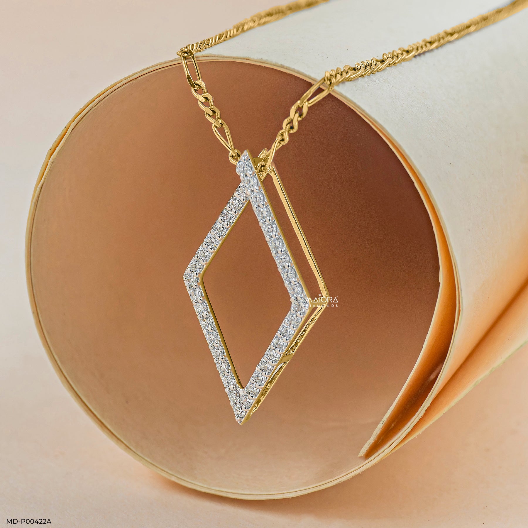 0.35 Carat Angular Lab Diamond Outline Pendant 9K White Gold