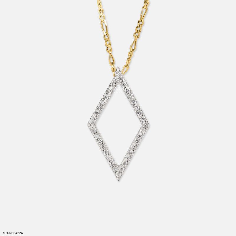 0.35 Carat Angular Lab Diamond Outline Pendant 9K White Gold