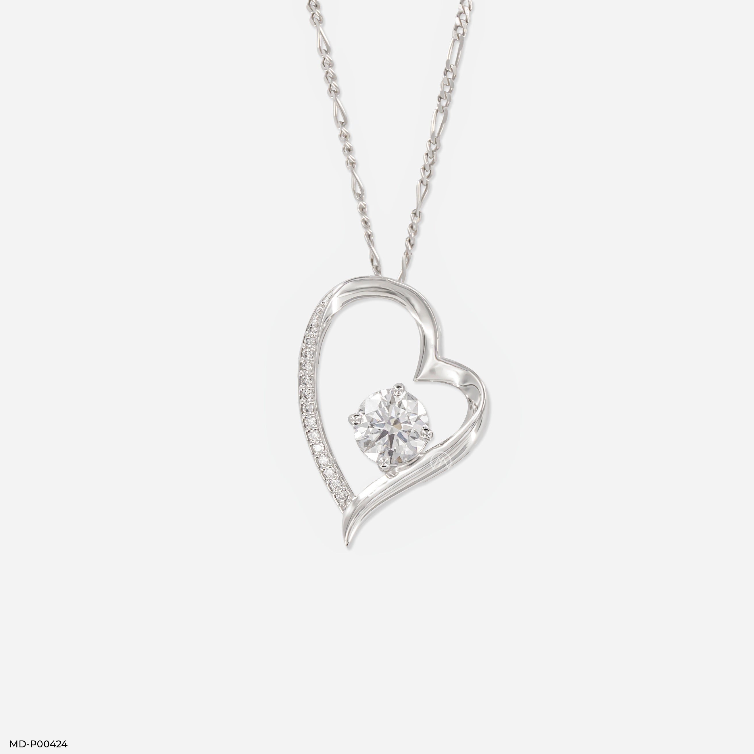 1 Carat Round Glance Pendant 14K White Gold
