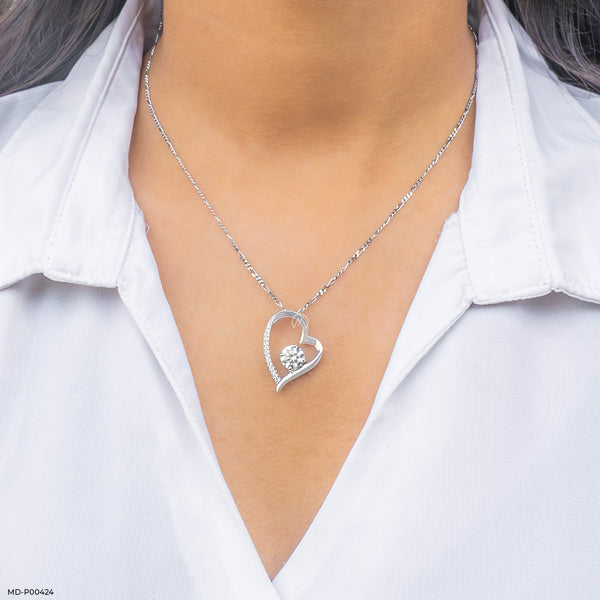 1 Carat Round Glance Pendant 14K White Gold