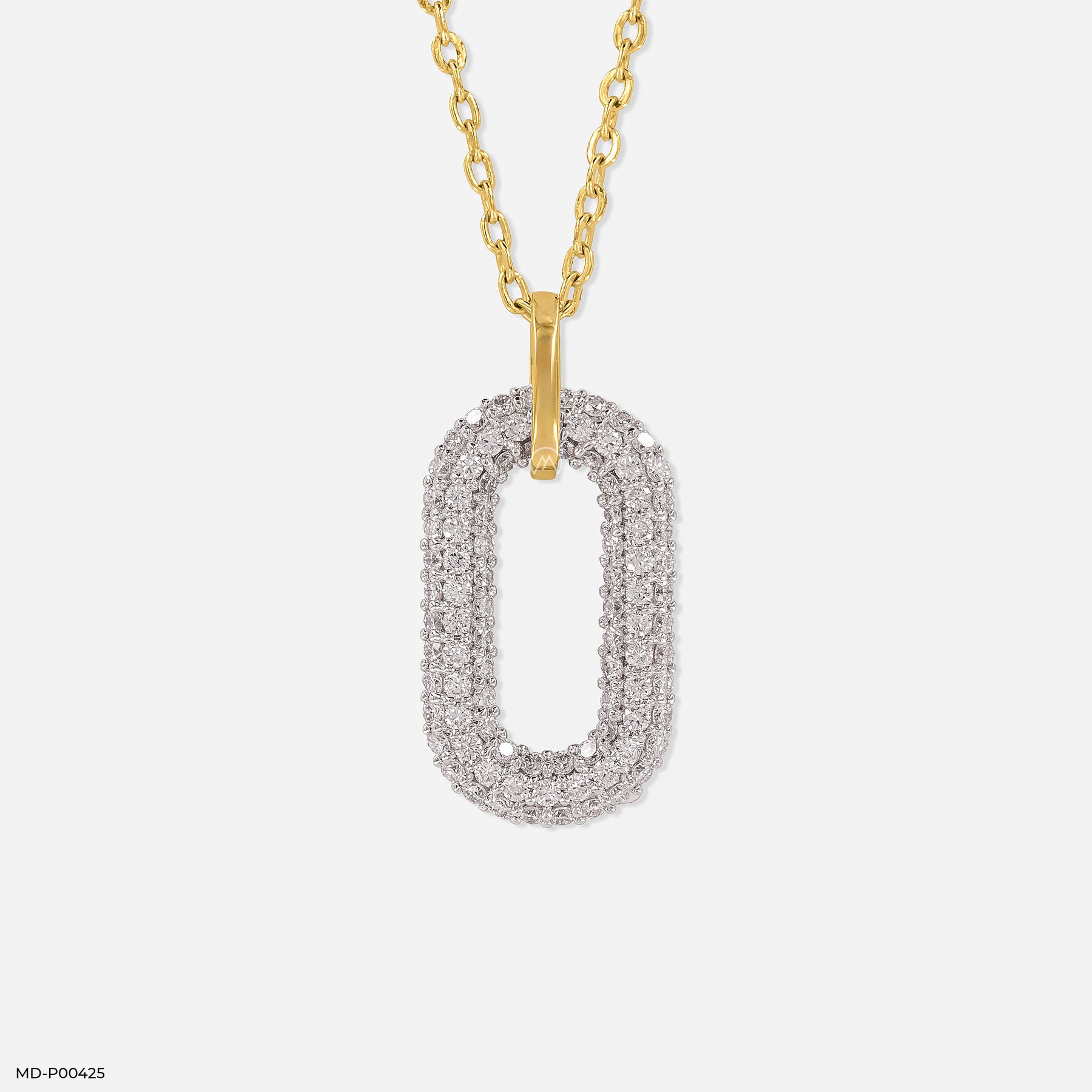0.75 Carat Double Oval Lab Diamond Pendant 14K Yellow Gold