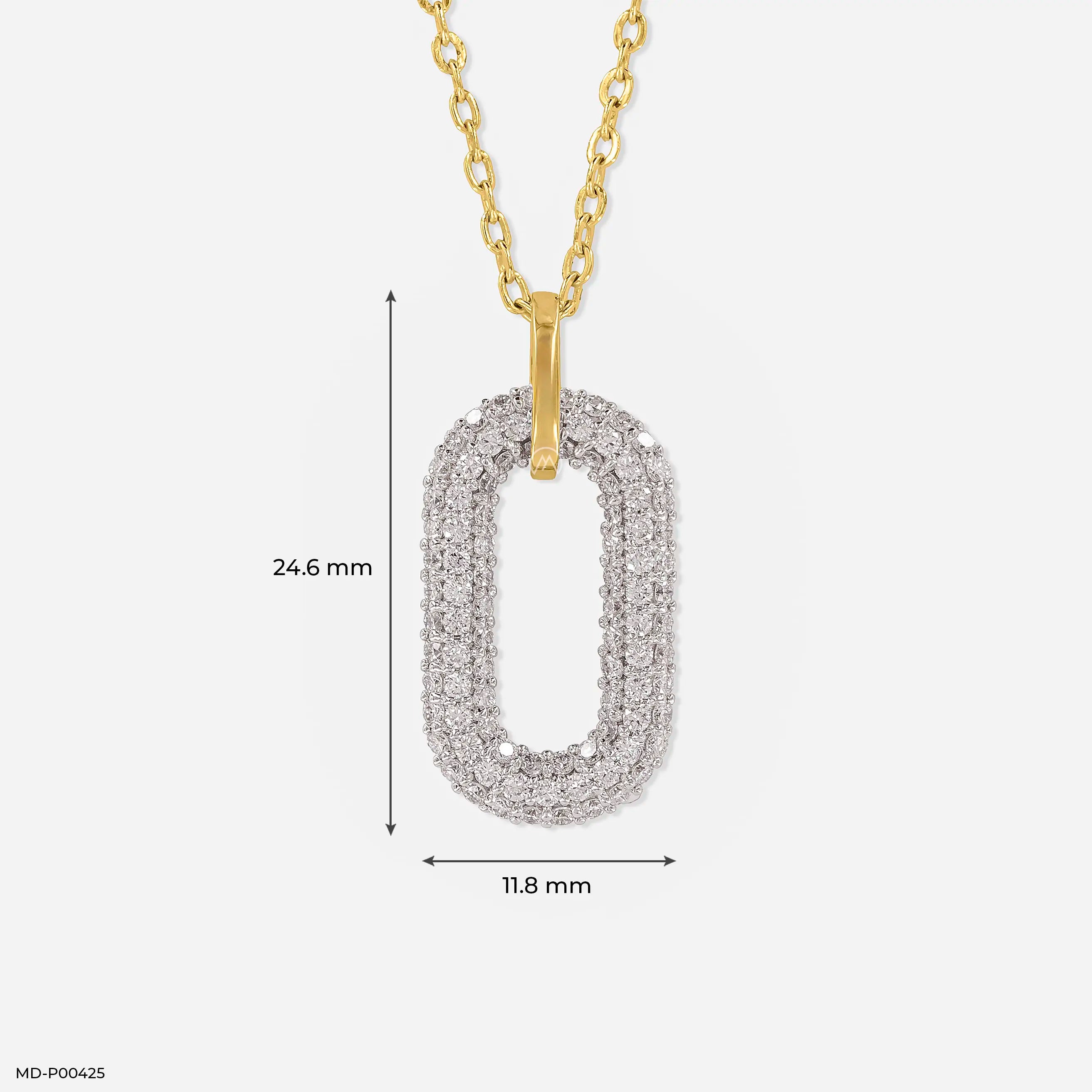 0.75 Carat Double Oval Lab Diamond Pendant 14K Yellow Gold