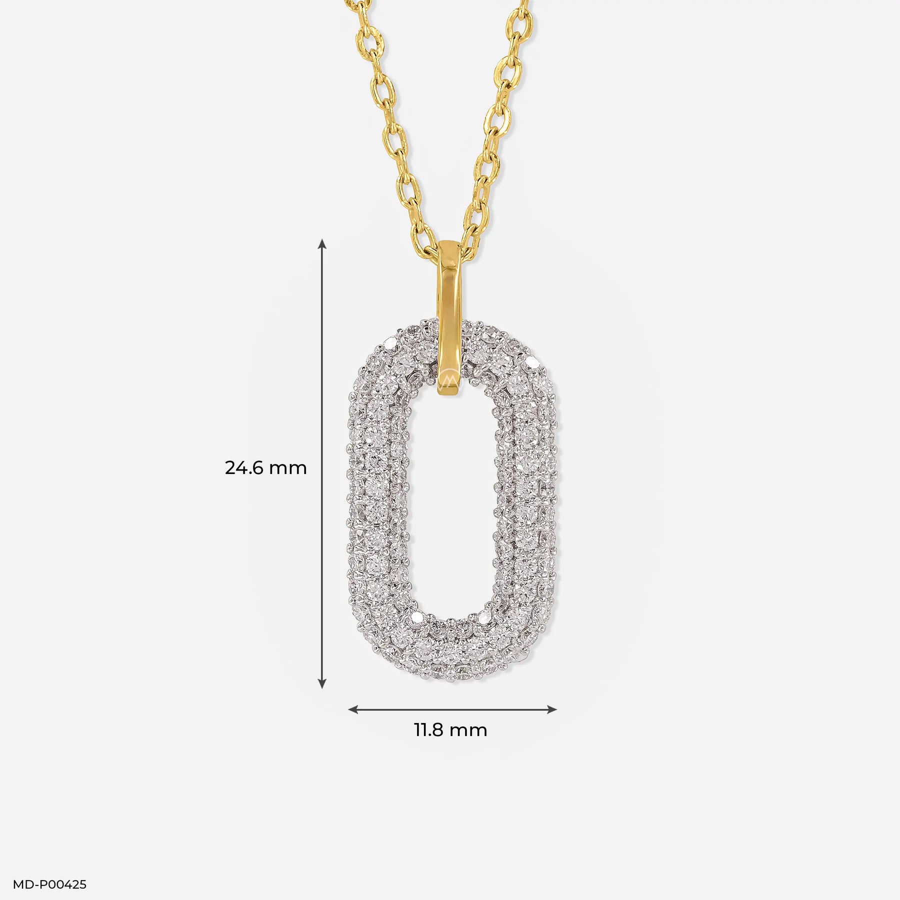 0.75 Carat Double Oval Lab Diamond Pendant 14K Yellow Gold