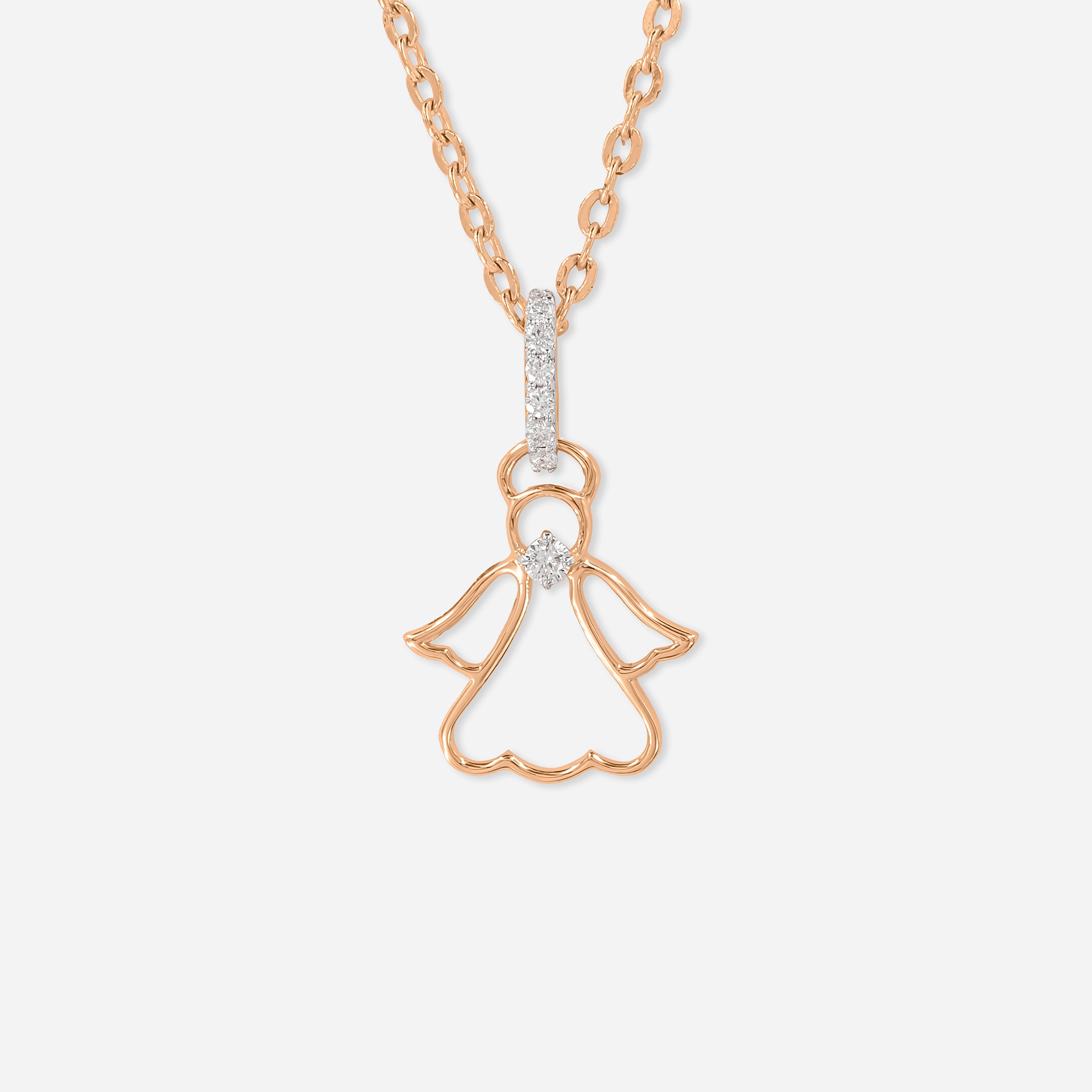 Angel Diamond Pendants 14K Rose Gold