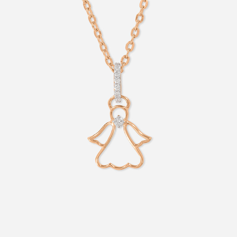 Angel Diamond Pendants 14K White Gold
