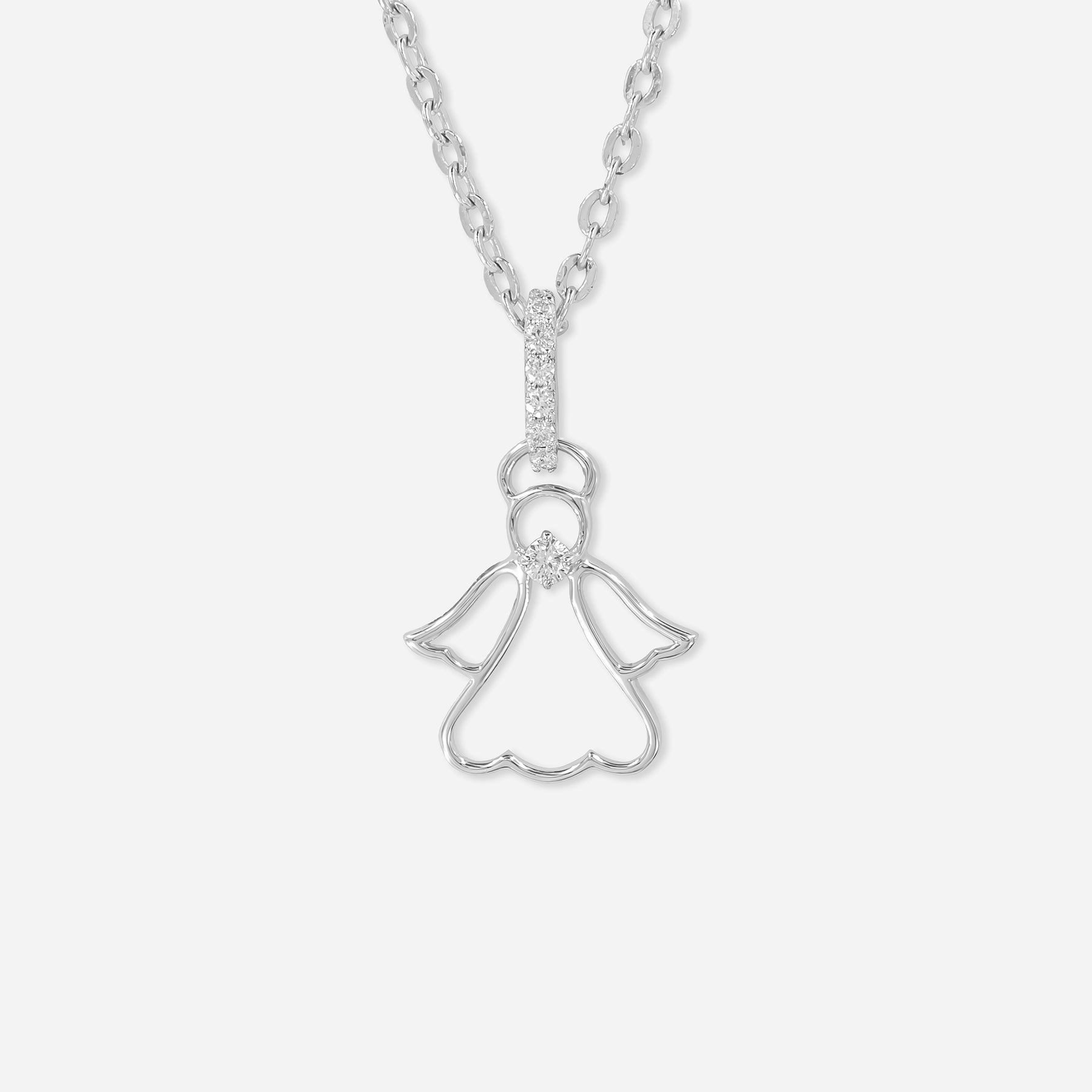 Angel Diamond Pendants 14K Yellow Gold