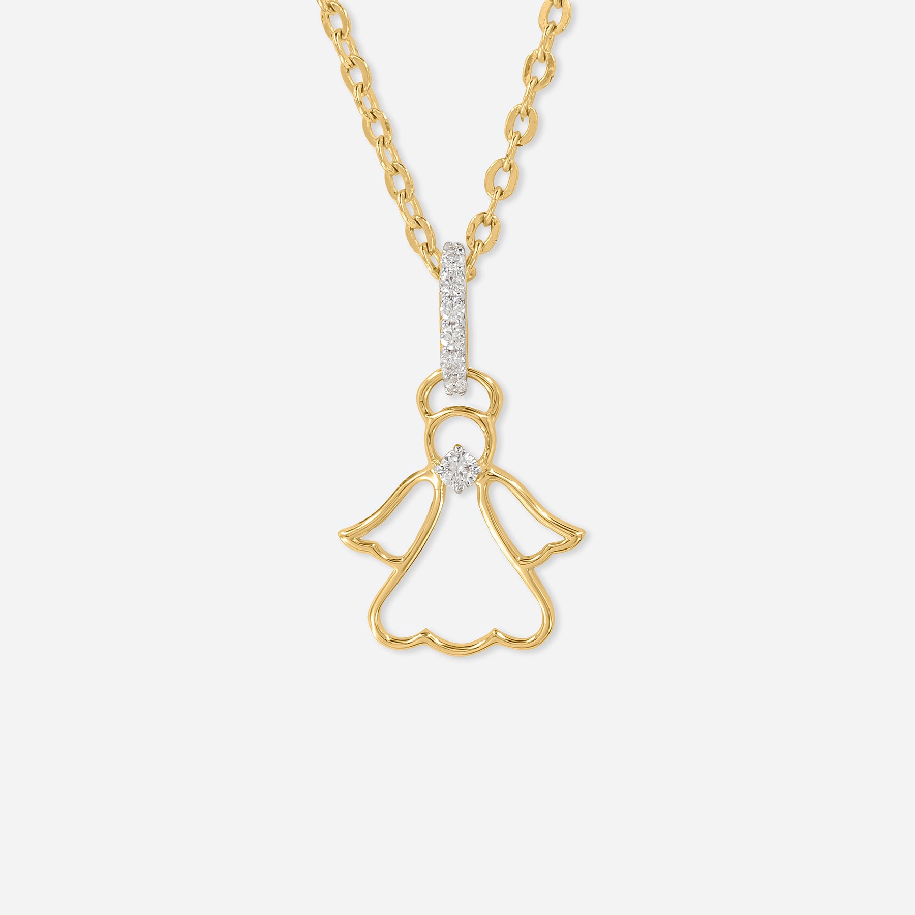 Angel Diamond Pendants 14K Yellow Gold