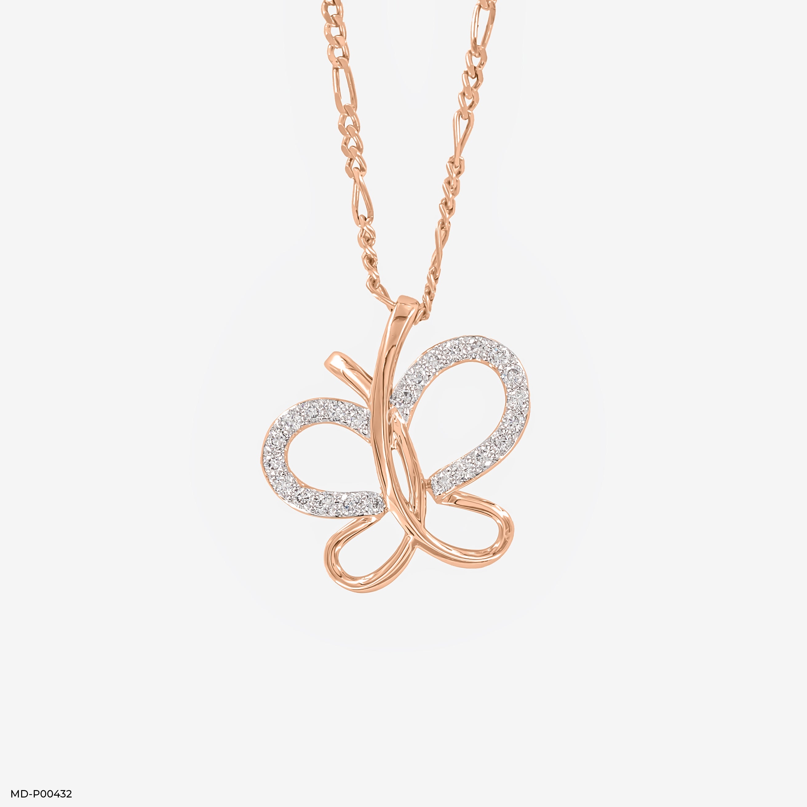 Diamond Flutterfly Pendants 14K Rose Gold