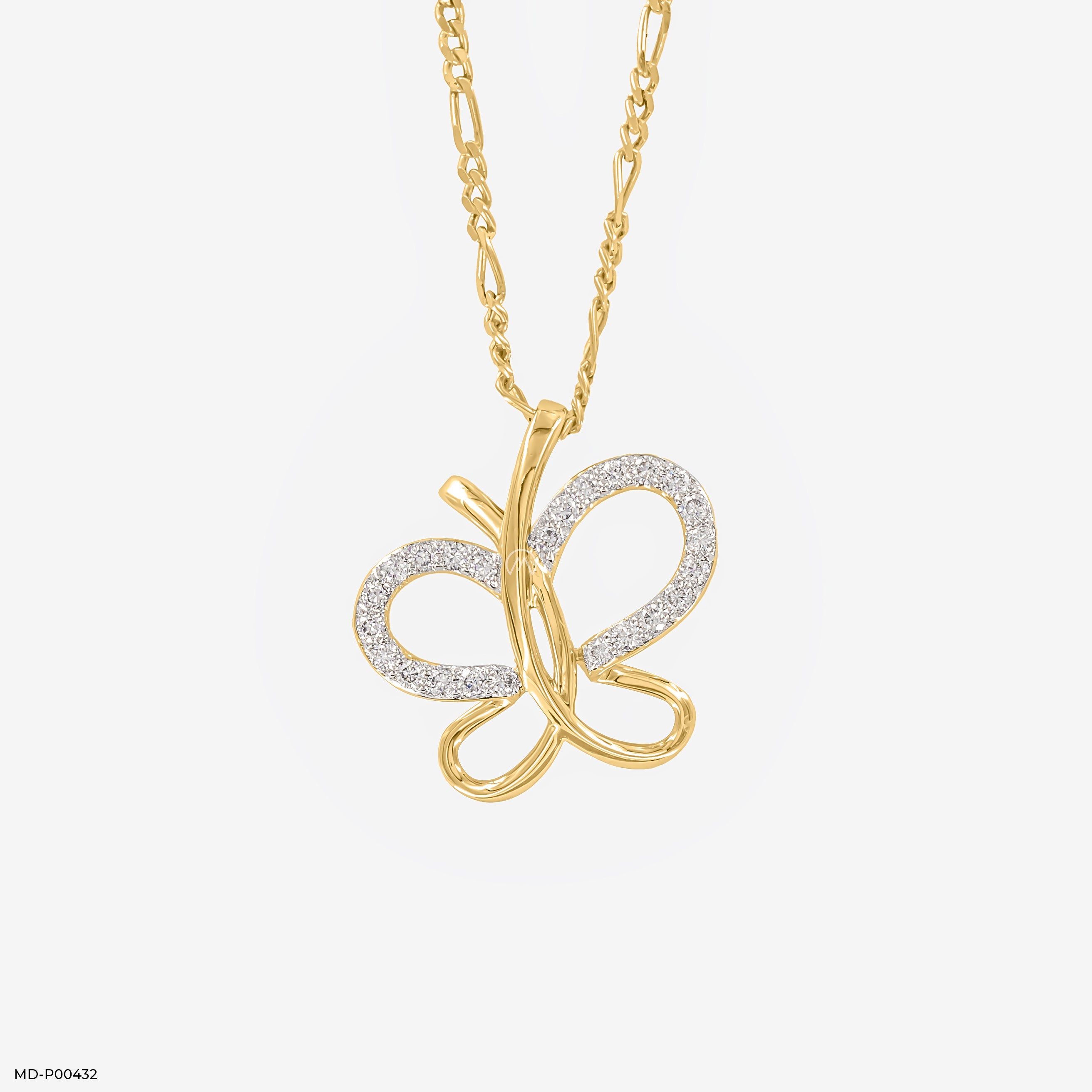 Diamond Flutterfly Pendants 18K Yellow Gold