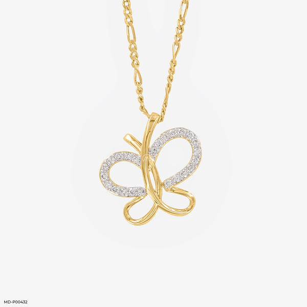 Diamond Flutterfly Pendants 18K Yellow Gold