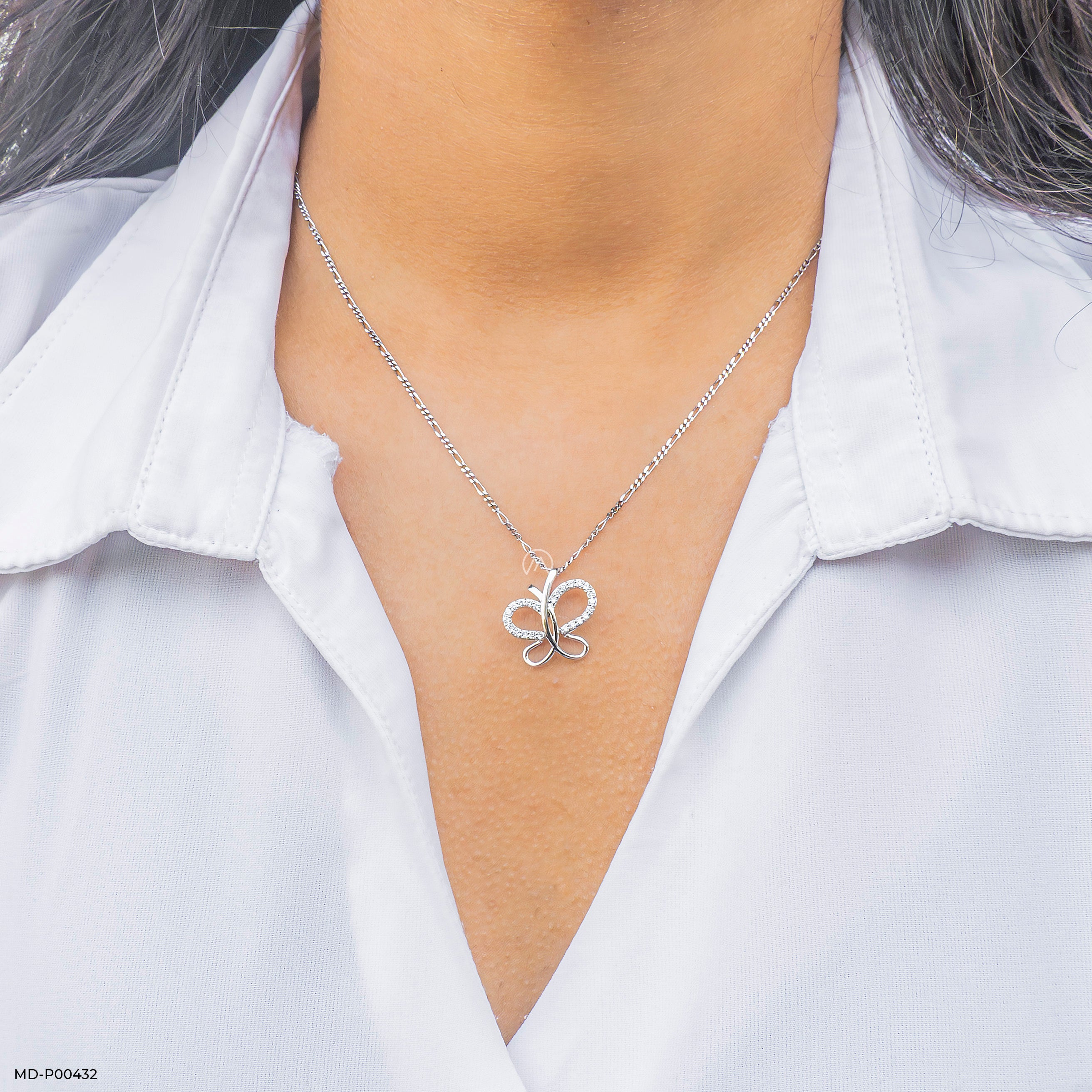 Diamond Flutterfly Pendants 9K White Gold