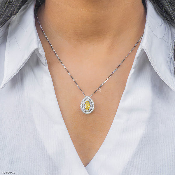 Radiant Teardrop Halo Lab Diamond Pendant 14K Yellow Gold