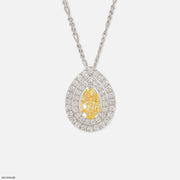 1.5 Carat Radiant Teardrop Halo Diamond Pendant 9K White Gold