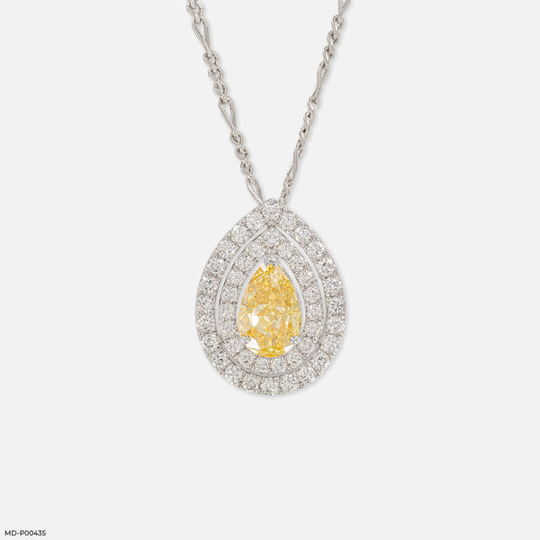 Radiant Teardrop Halo Lab Diamond Pendant 14K Yellow Gold