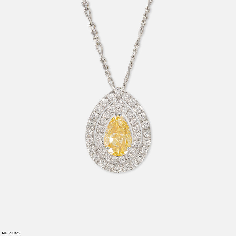 Radiant Teardrop Halo Lab Diamond Pendant 14K Yellow Gold