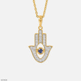 Hamsa Hand Diamond Pendant 14K White Gold