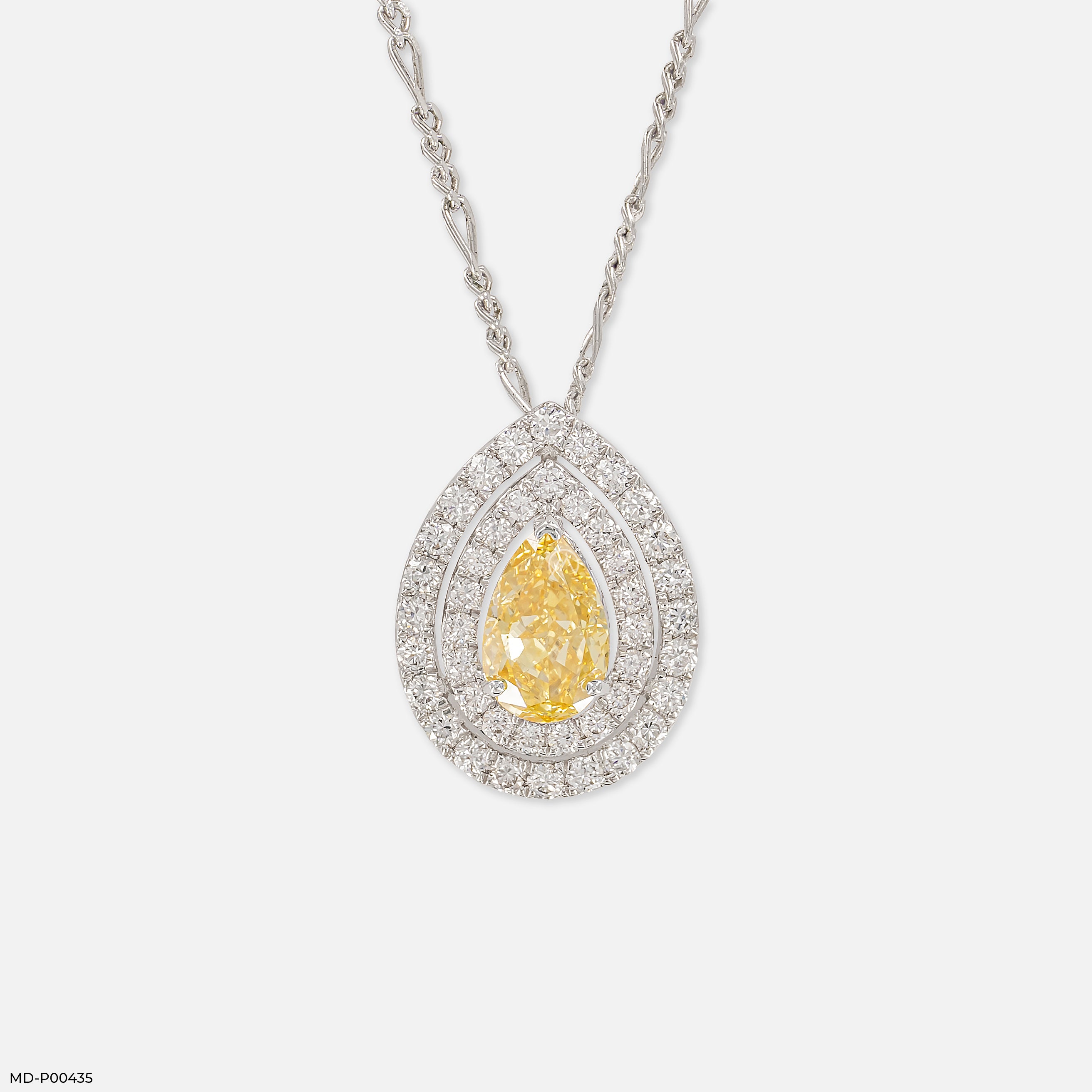 1.5 Carat Radiant Teardrop Halo Diamond Pendant