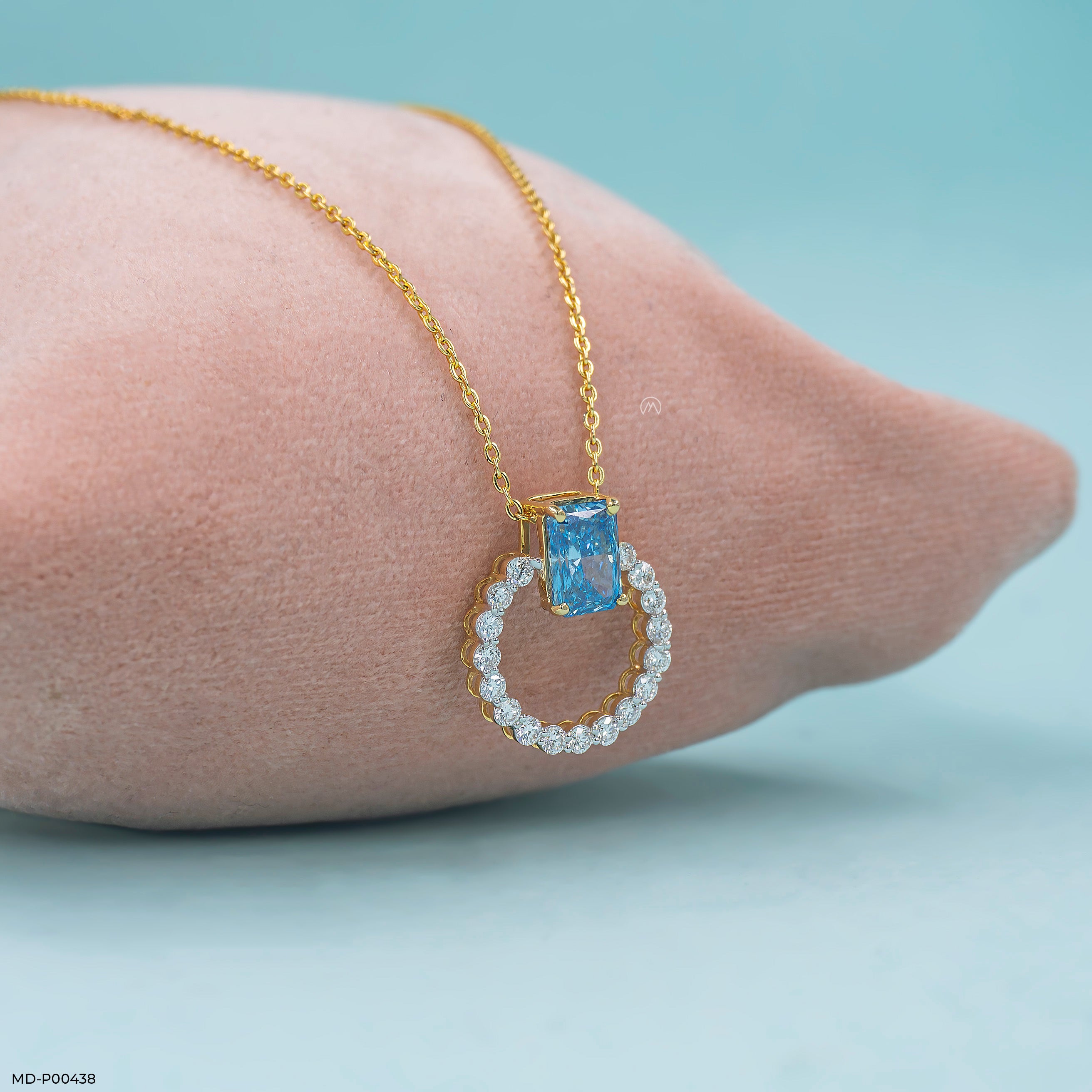 1.5 Carat Horizon Halo Lab Diamond Pendant 18K Yellow Gold