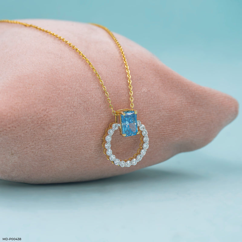 Horizon Halo Lab Diamond Pendant 18K Yellow Gold
