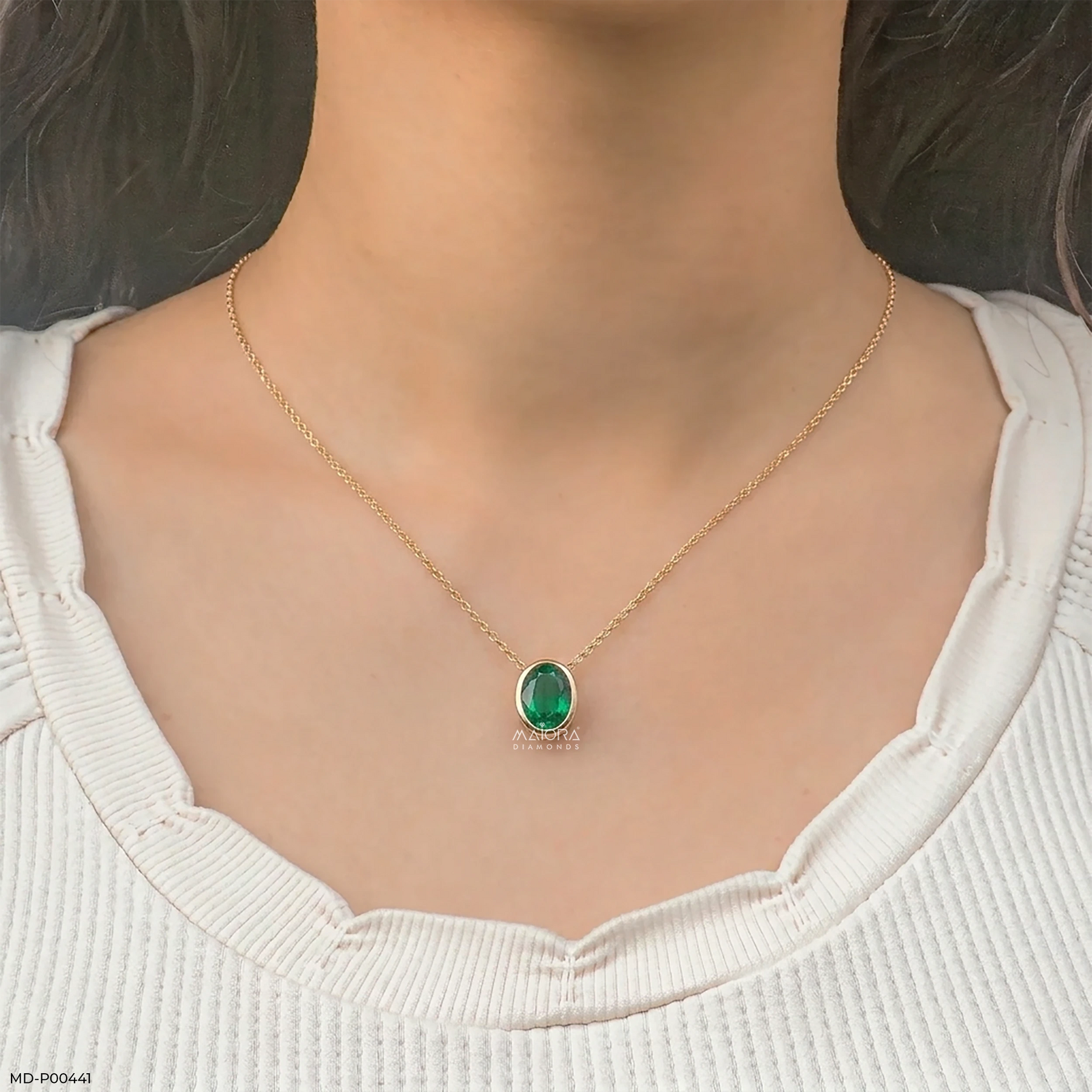 Emerald Raindrop Pendant 14K Rose Gold