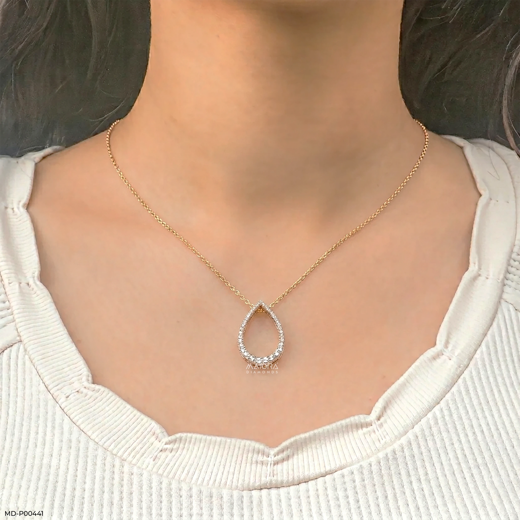 Emerald Raindrop Pendant 14K Rose Gold