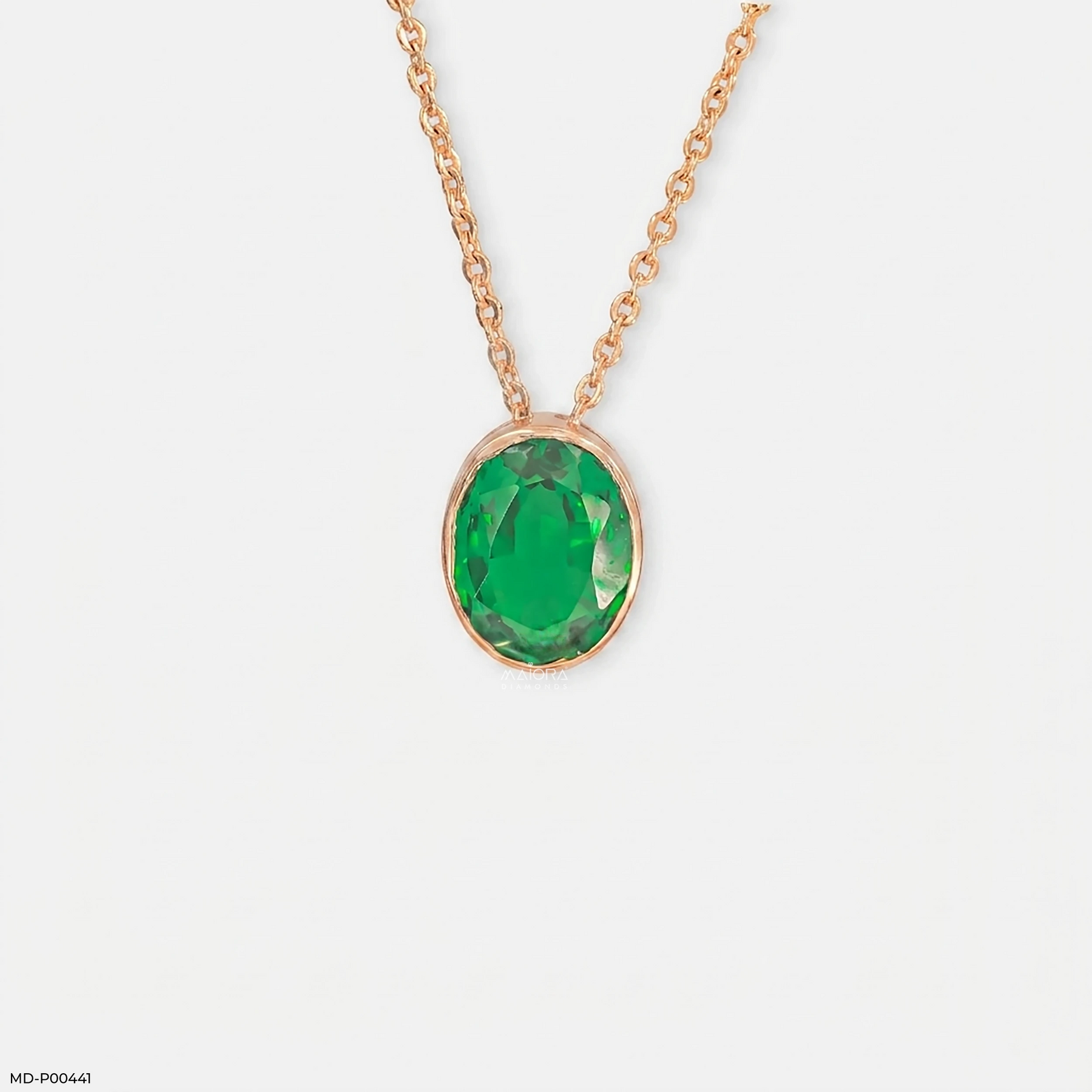 Emerald Raindrop Pendant 14K Rose Gold