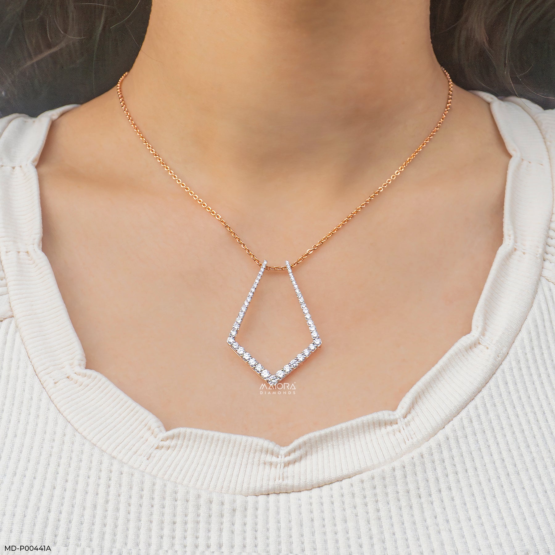 1.25 Carat Geometric Kite Pendant 9K Rose Gold