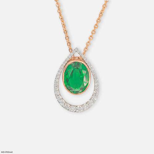 Emerald Raindrop Pendant 9K Rose Gold