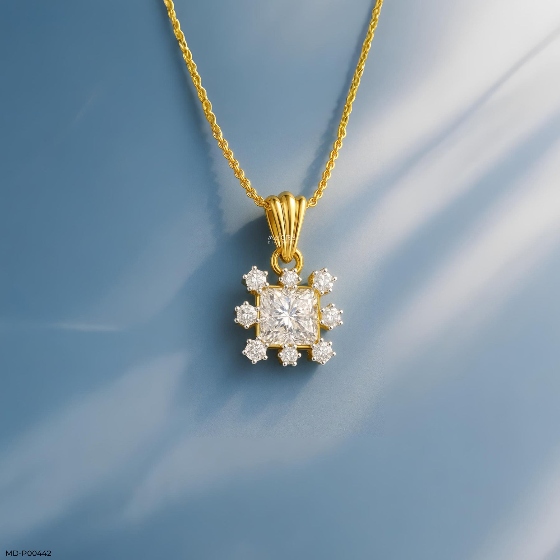 Princess Snowflake Pendant 14K Yellow Gold