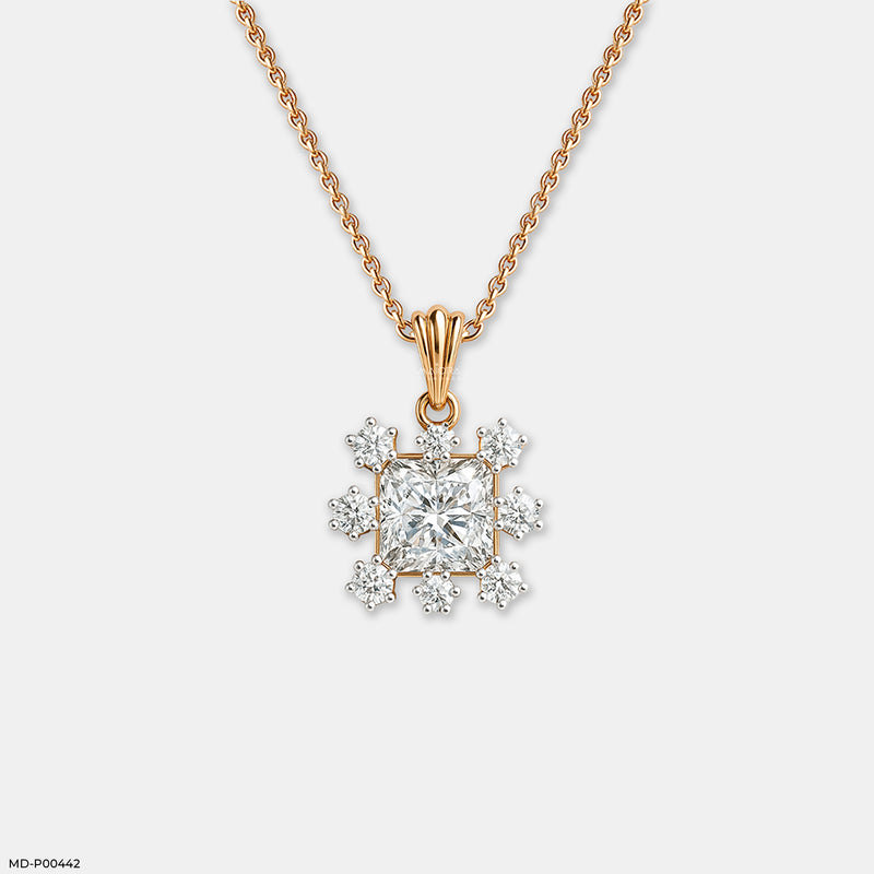 Princess Snowflake Pendant 14K Yellow Gold
