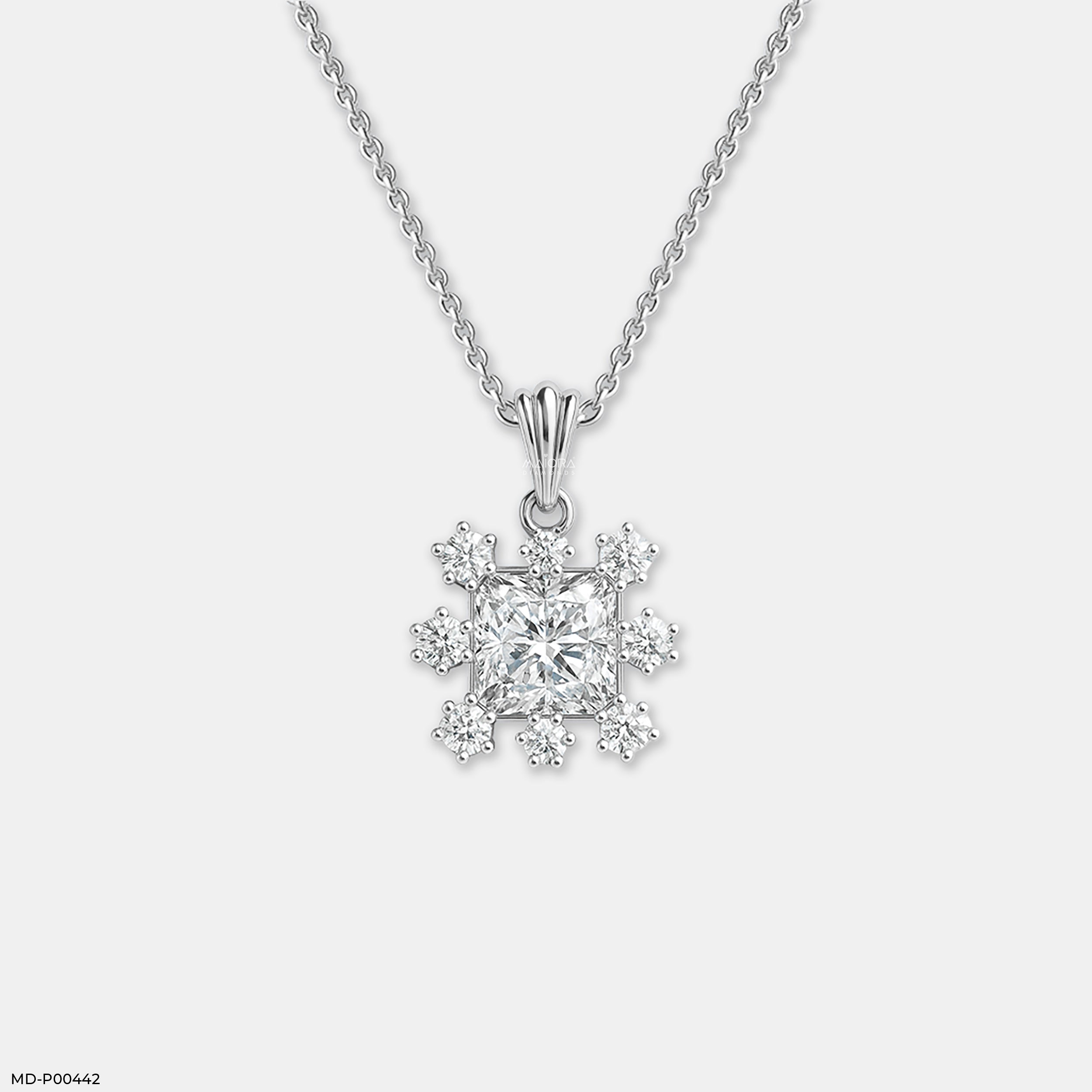 Princess Snowflake Pendant 9K White Gold