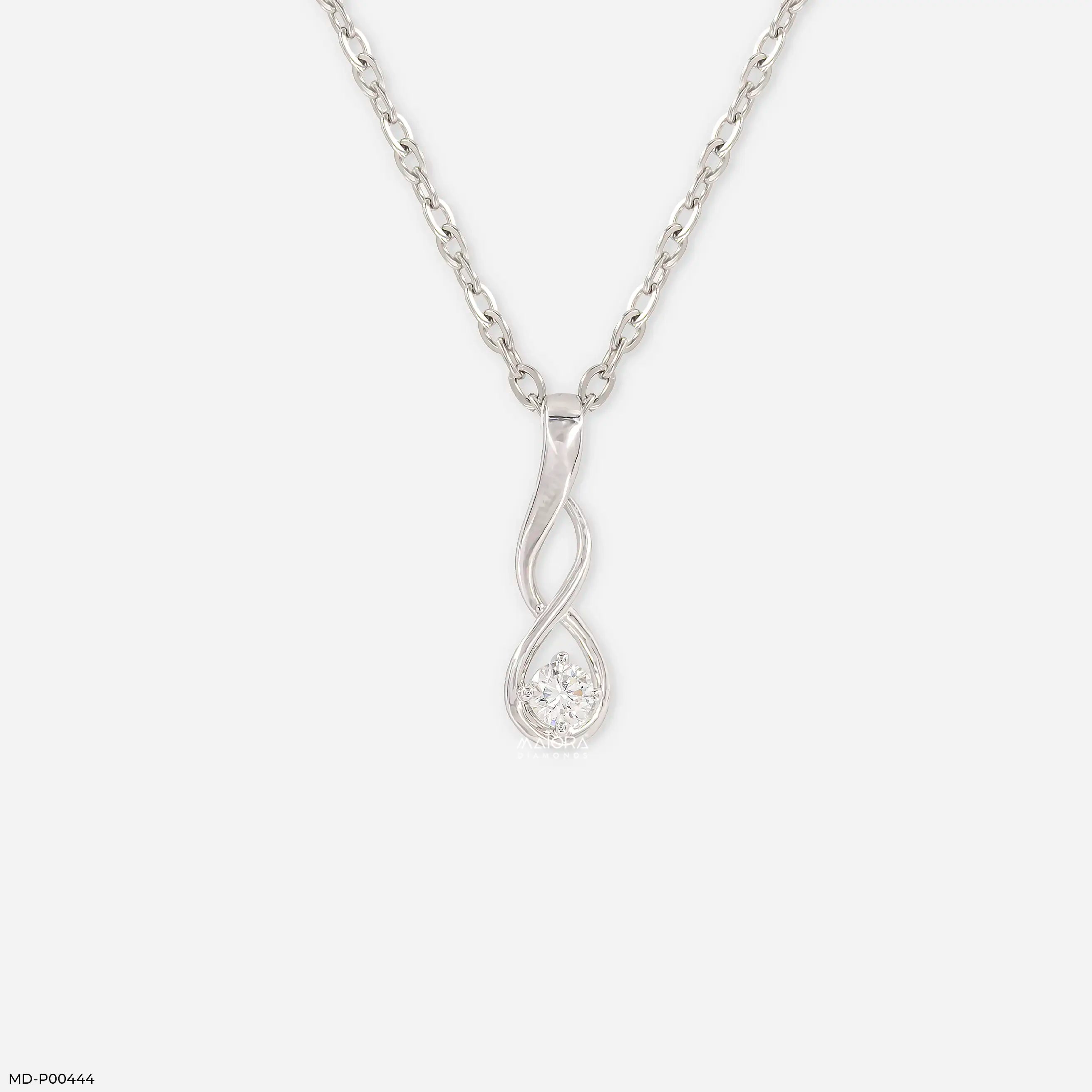 0.12 Carat Infinity Swirl Solitaire Lab Diamond Pendant Without Chain