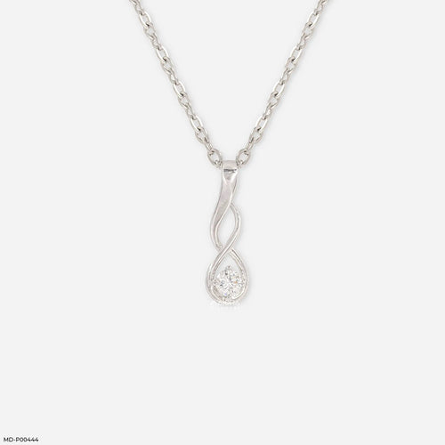 0.12 Carat Infinity Swirl Solitaire Lab Diamond Pendant Without Chain 14K White Gold