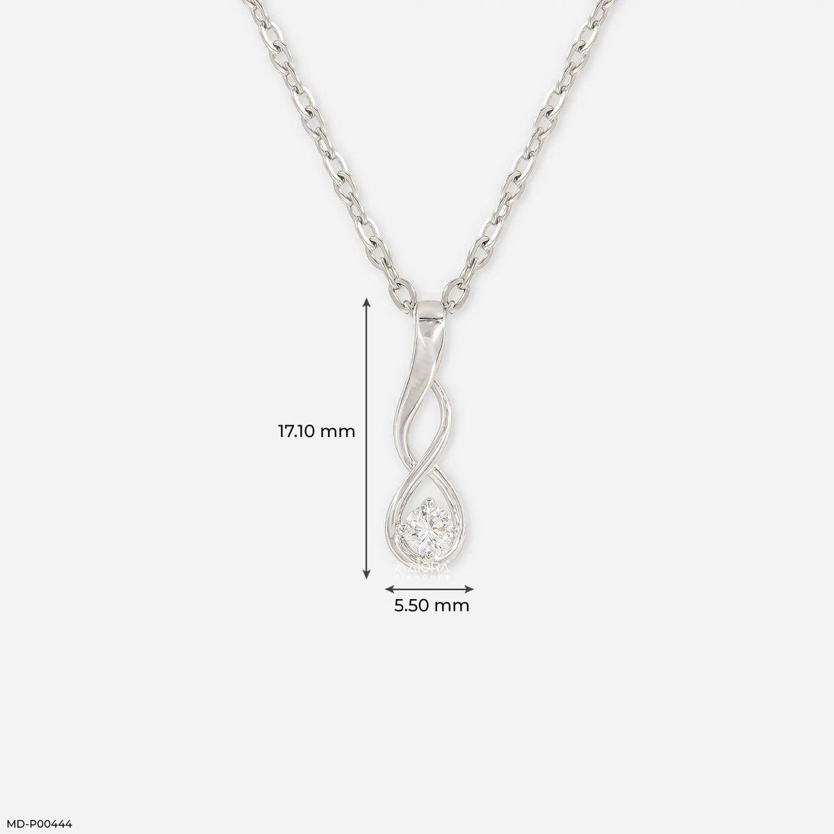 0.12 Carat Infinity Swirl Solitaire Lab Diamond Pendant Without Chain