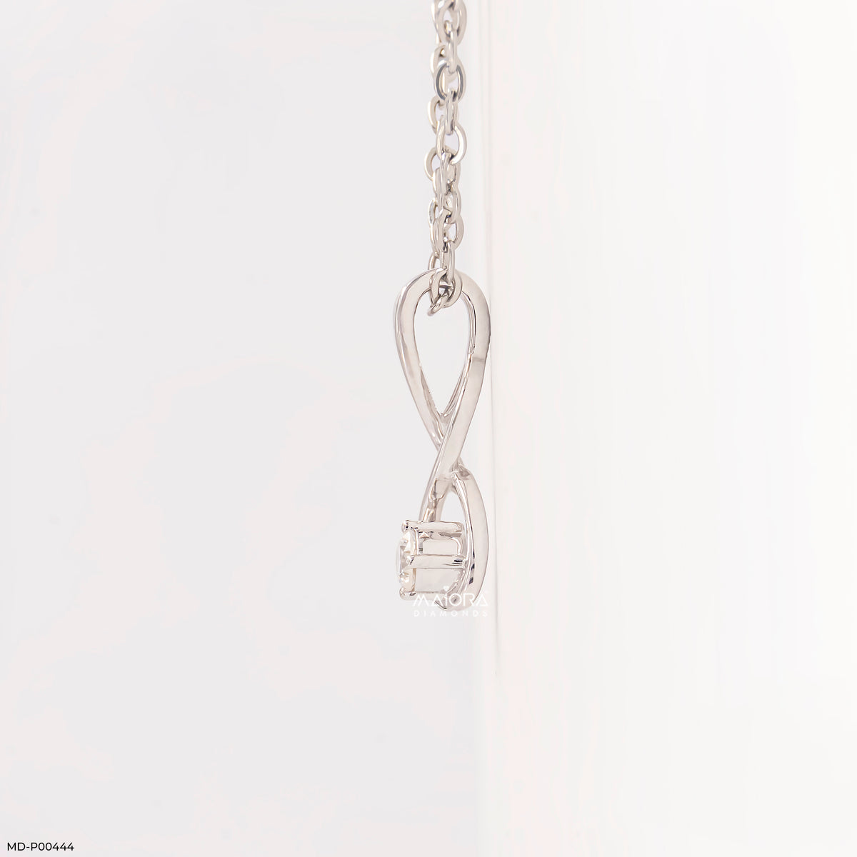 0.12 Carat Infinity Swirl Solitaire Lab Diamond Pendant Without Chain