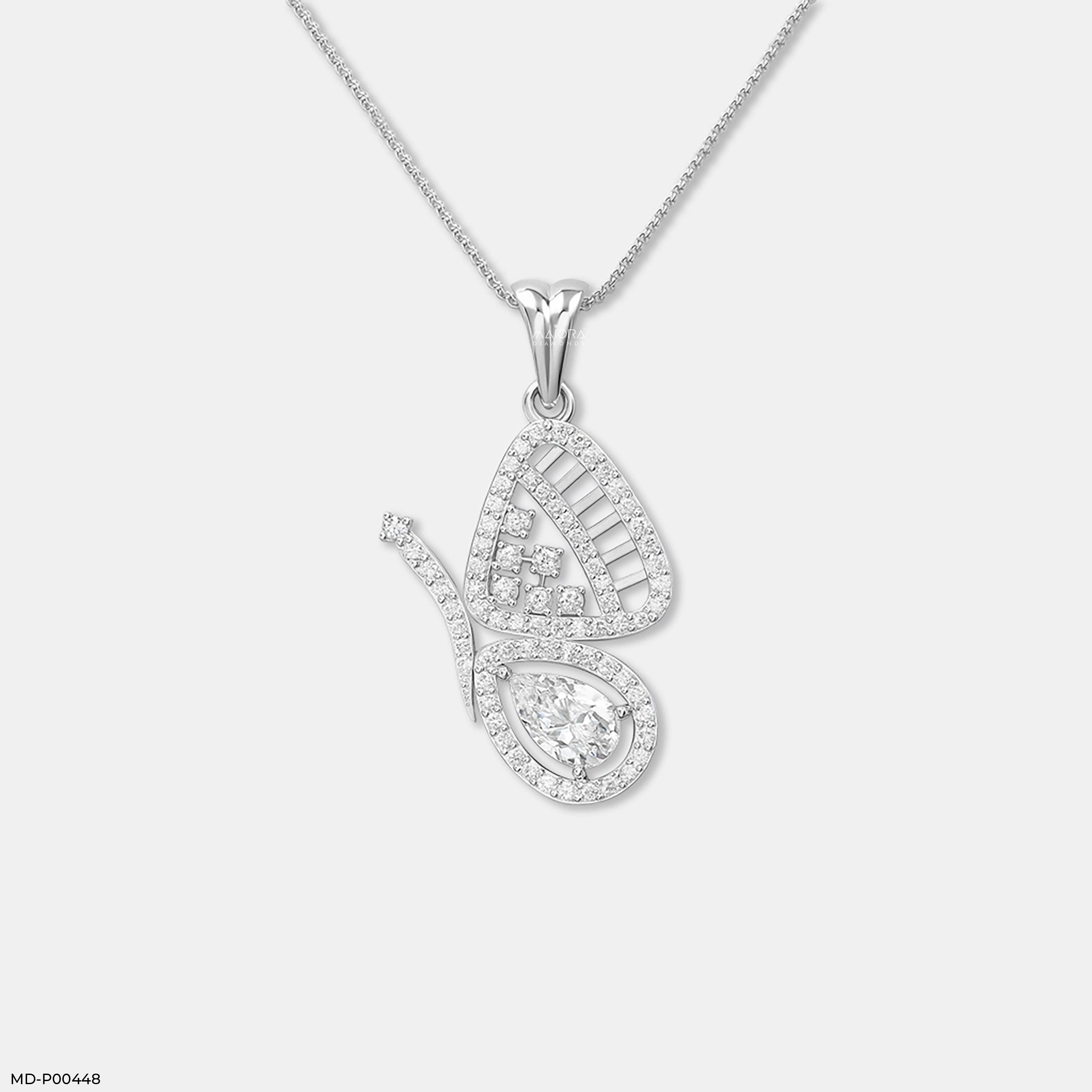 Butterfly Garden Pendant 14K White Gold