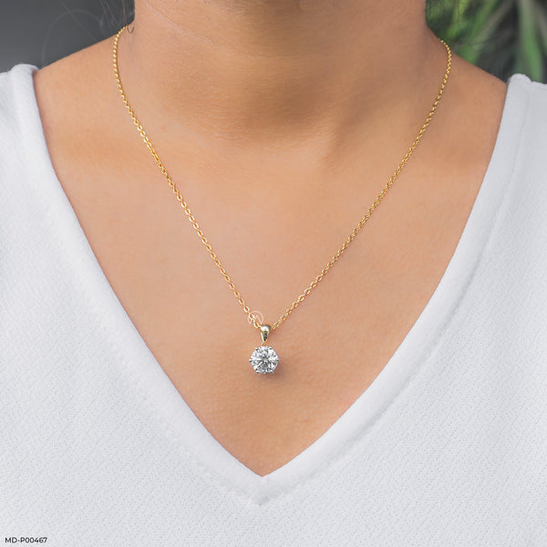 The Aurora Solitaire Pendant 14K Yellow Gold