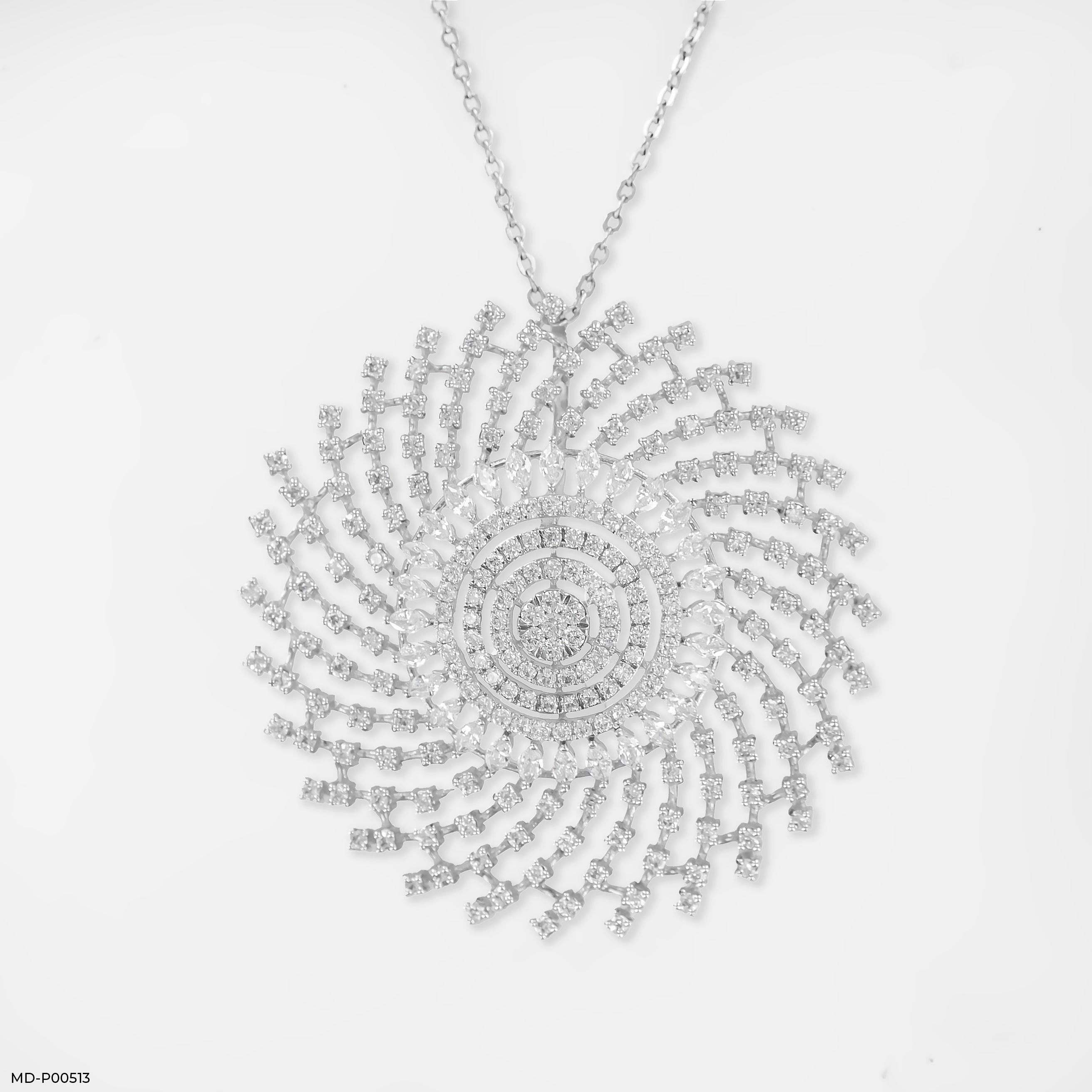 Galaxy Swirl Pendant 14K White Gold