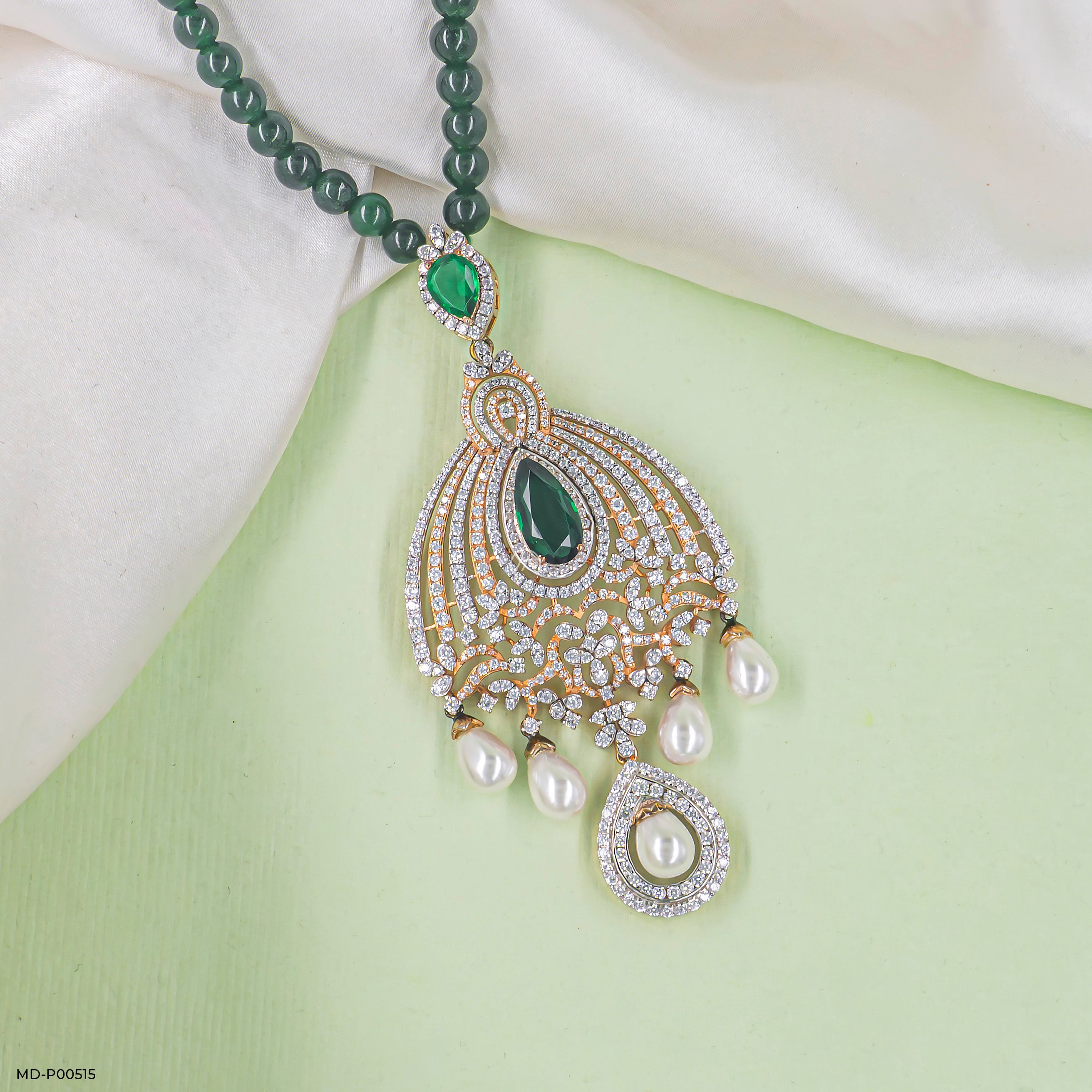 Majestic Verdant Heritage Pendant 9K Rose Gold