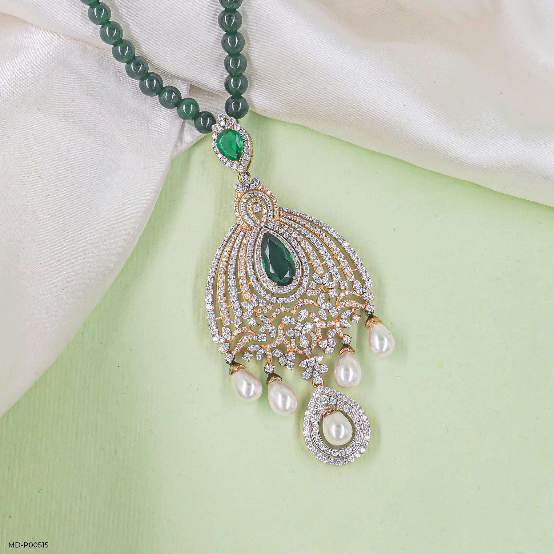 Majestic Verdant Heritage Pendant 9K Rose Gold