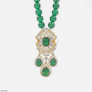 Ornate Victorian Emerald Cascade Pendant 14K White Gold