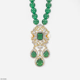 Ornate Victorian Emerald Cascade Pendant 14K White Gold