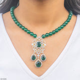 Ornate Victorian Emerald Cascade Pendant 14K White Gold