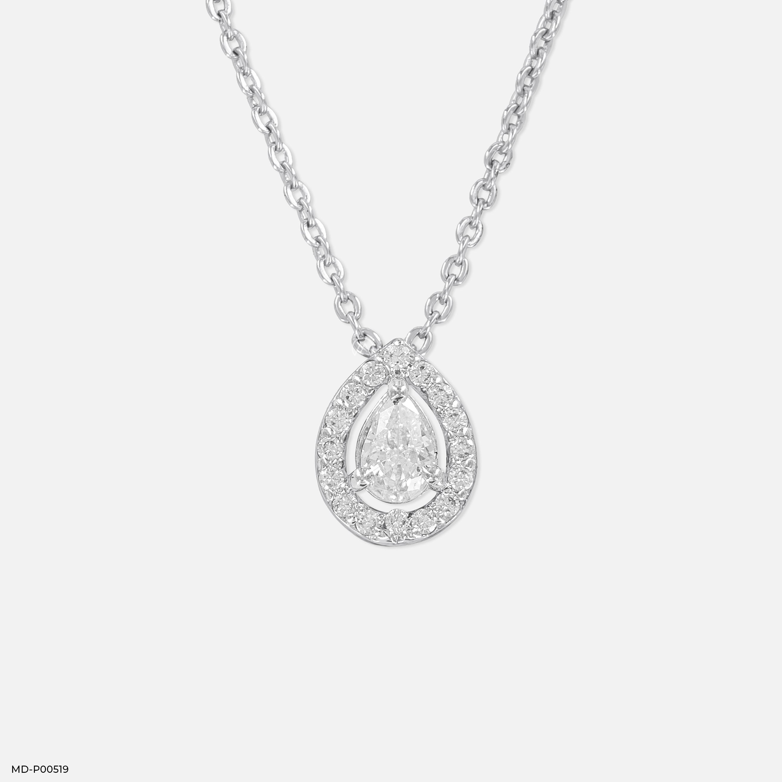 Pear Halo Pendants 14K White Gold