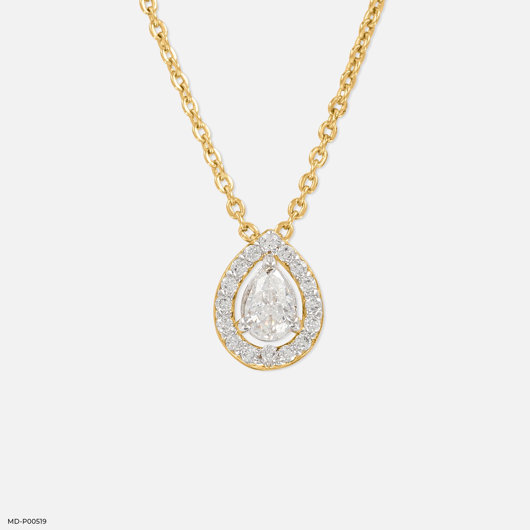 Pear Halo Pendants 9K Yellow Gold