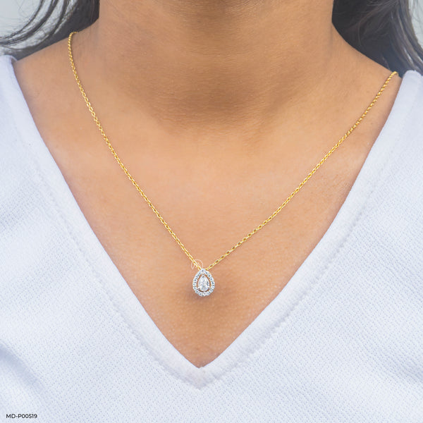 Pear Halo Pendants 14K Rose Gold