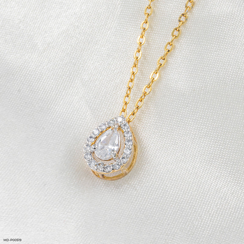 Pear Halo Pendants 14K Yellow Gold