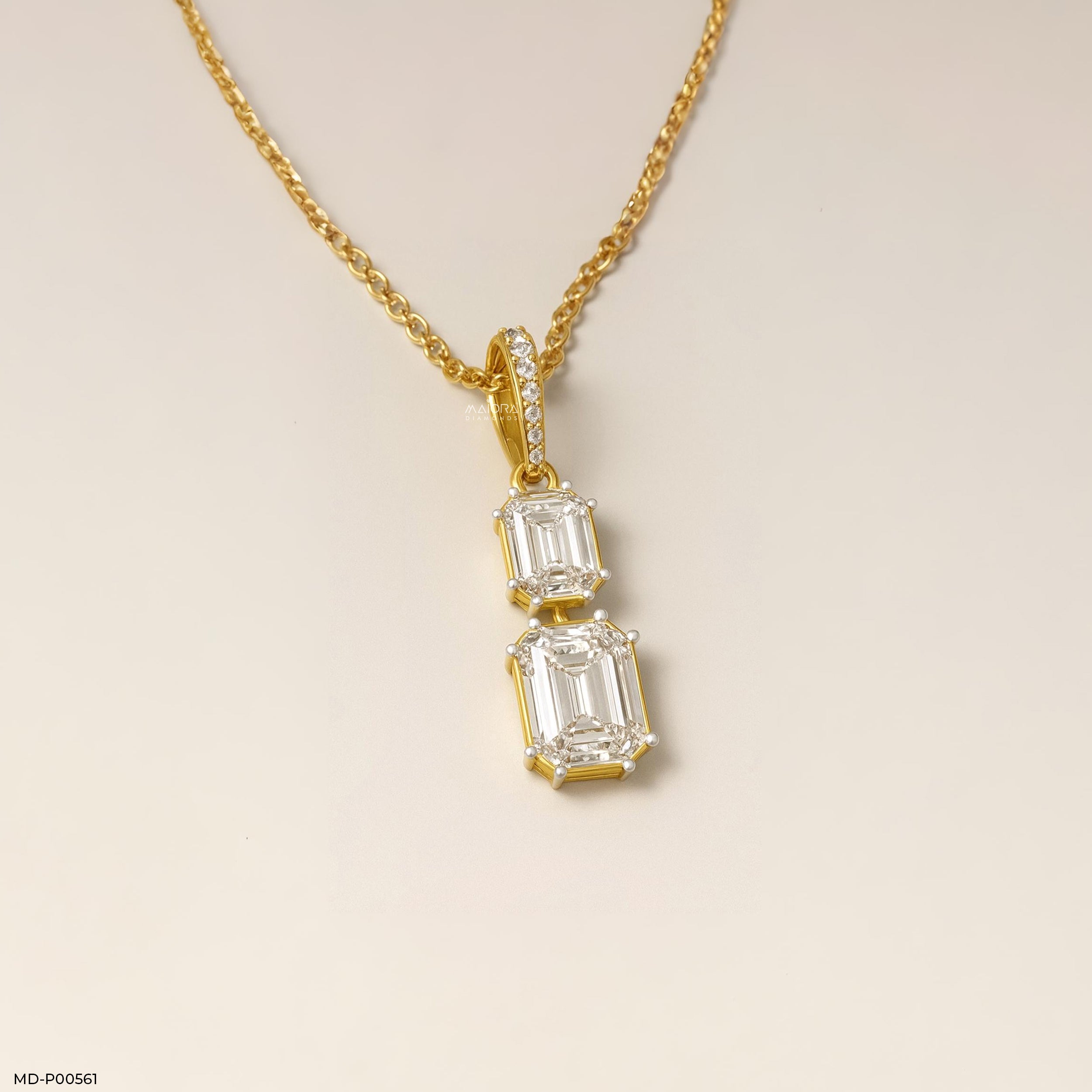 Cascading Emerald Pendant 9K Yellow Gold