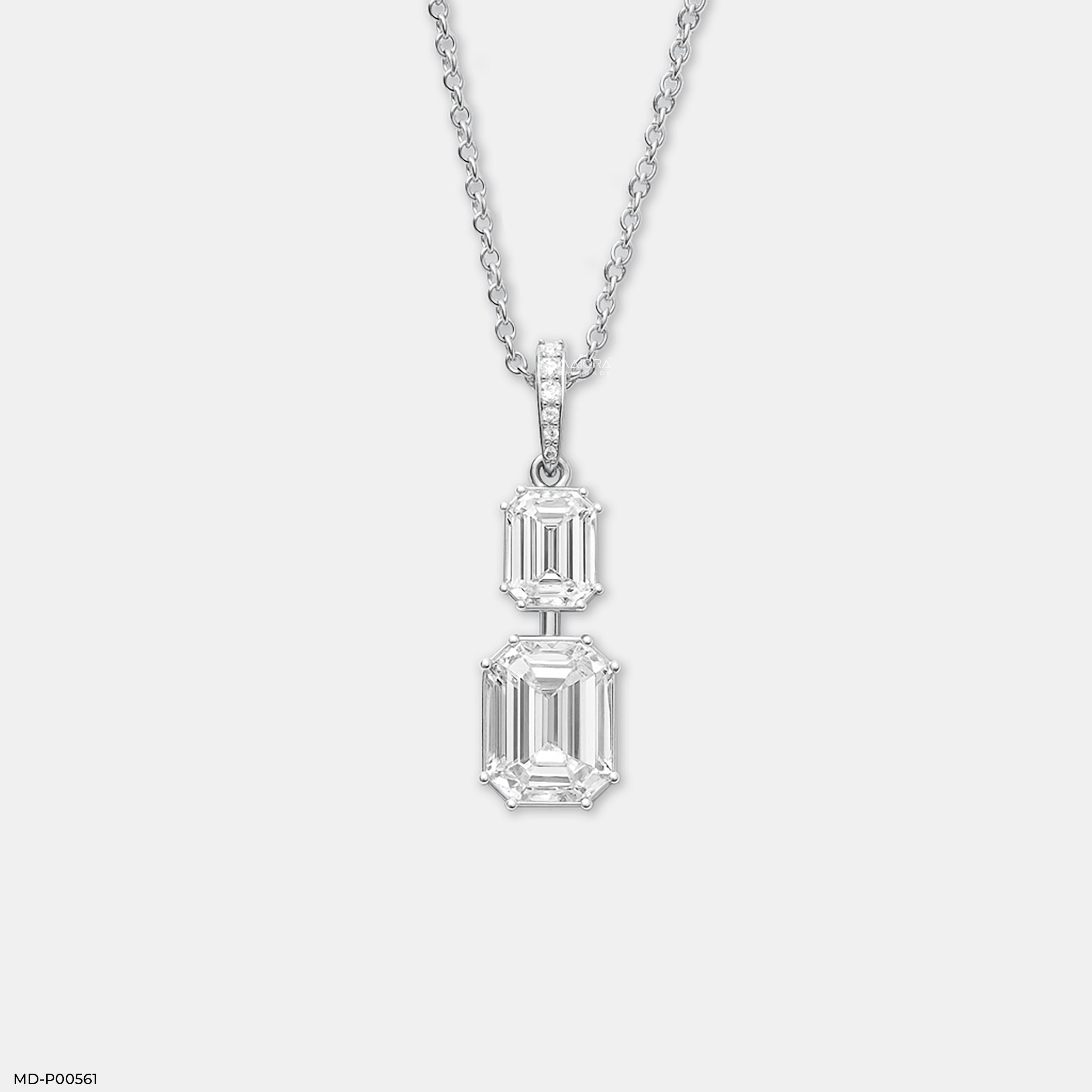 Cascading Emerald Pendant 14K White Gold