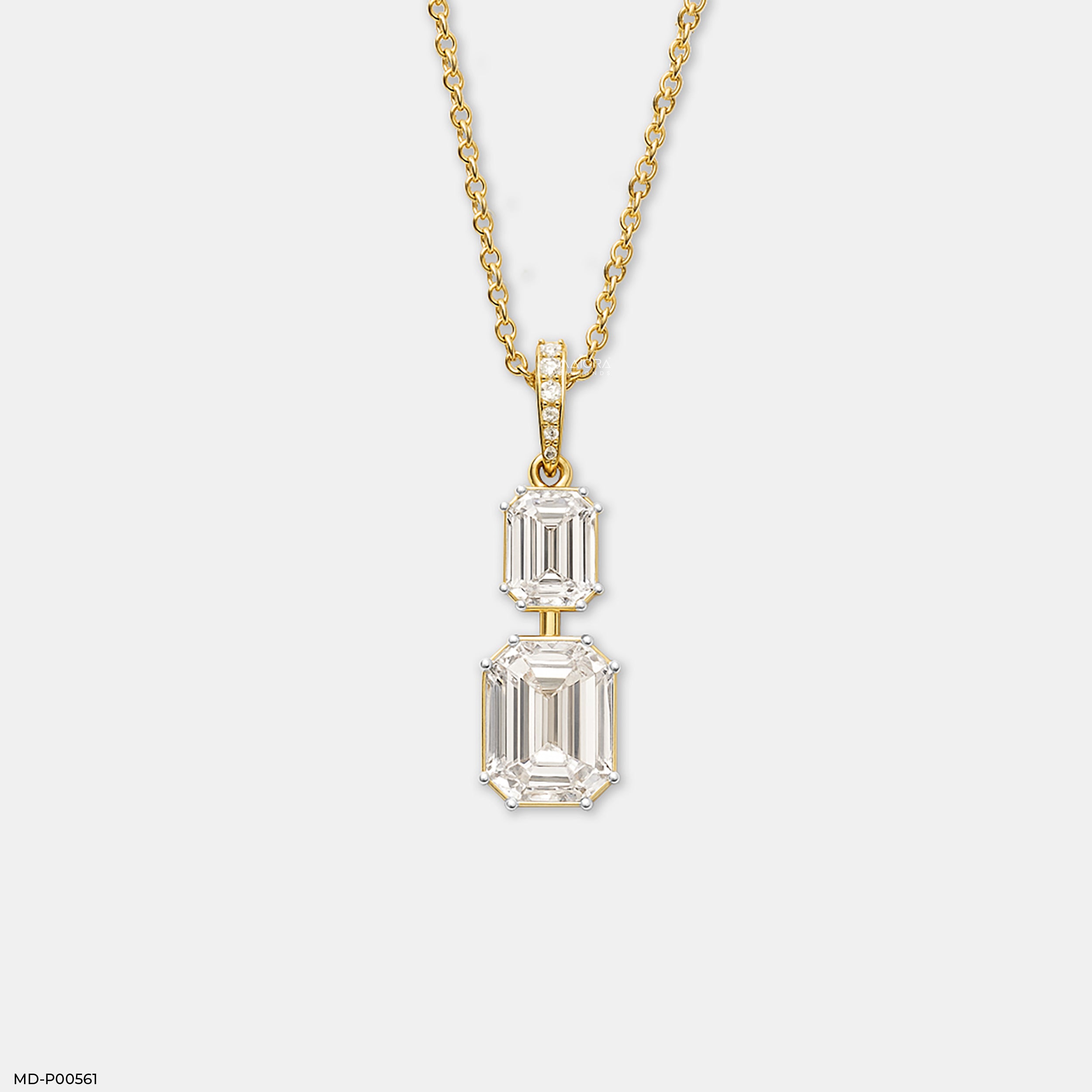 Cascading Emerald Pendant 9K Yellow Gold